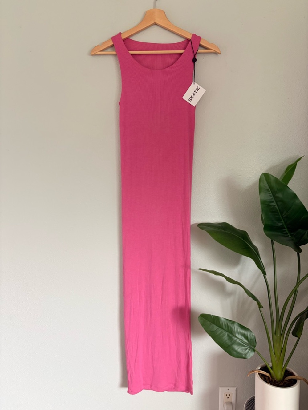 Skatie Pink Ribbed Maxi Dress